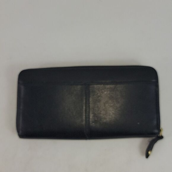 Coach Ashley Leather Wallet Accordion 3 Side Zip Black Wristlet - Picture 5 of 11